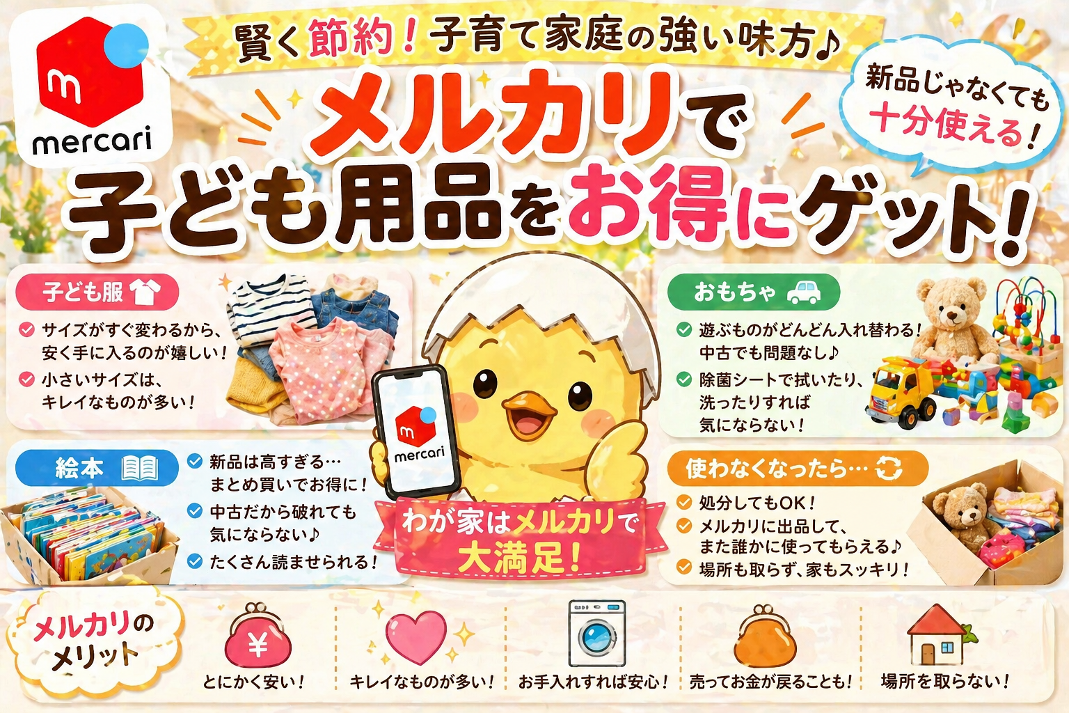 【節約】子ども用品は中古でOK？メルカリを使って感じたメリット