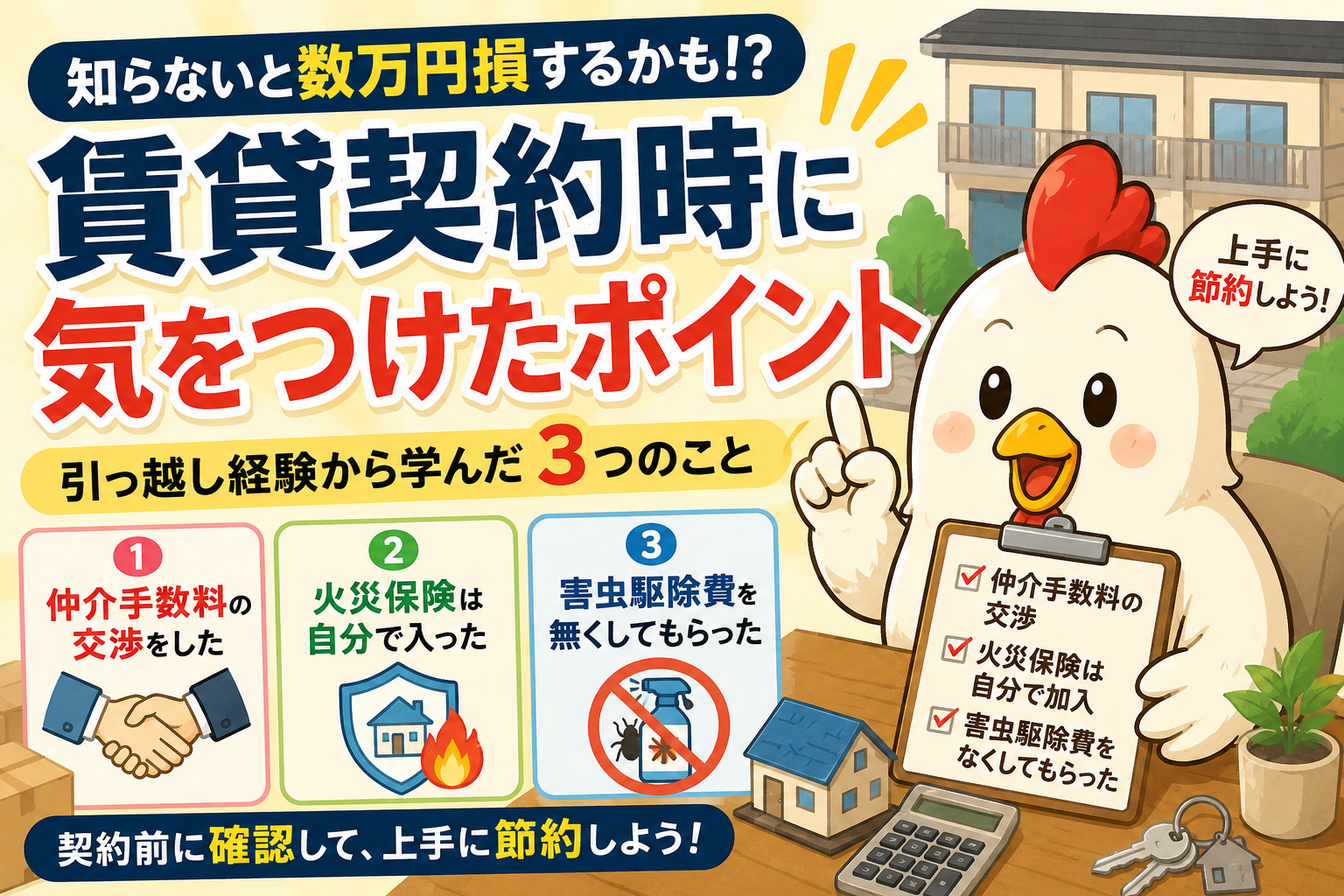知らないと数万円損するかも】賃貸契約時に私が気をつけた3つのポイント