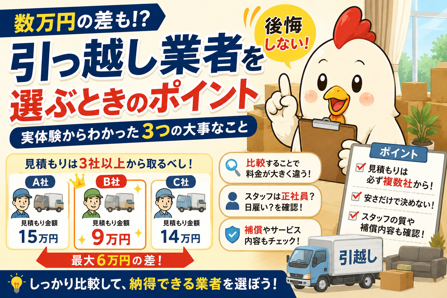 【数万円の差も！？】引っ越し業者を選ぶときに私が大事にした3つのポイント